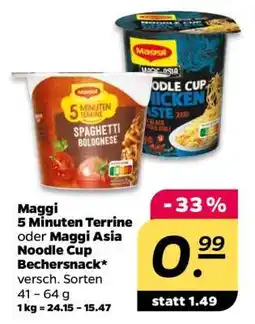 NETTO Maggi 5 Minuten Terrine oder Maggi Asia Noodle Cup Bechersnack Angebot