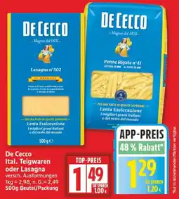 Edeka De Cecco Ital. Teigwaren oder Lasagna Angebot