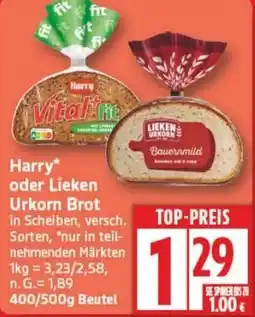 Edeka Harry oder Lieken Urkorn Brot Angebot