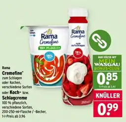 Wasgau Rama Cremefine oder Koch- bzw. Schlagcreme Angebot
