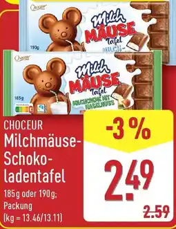 Aldi Nord CHOCEUR Milchmäuse- Schokoladentafel Angebot