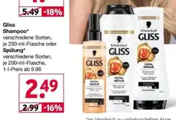 Wasgau Schwarzkopf Gliss Shampoo o. Spülung Angebot