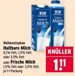 Wasgau Weihenstephan Haltbare Milch oder Frische Milch Angebot