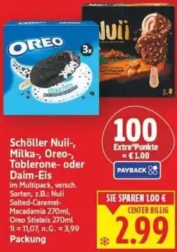 E-Center Schöller Nuii-, Milka-, Oreo-, Toblerone- oder Daim-Eis Angebot