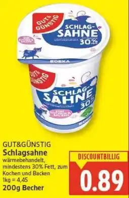 E-Center GUT&GÜNSTIG Schlagsahne Angebot