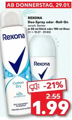 Kaufland REXONA Deo-Spray oder -Roll-On Angebot