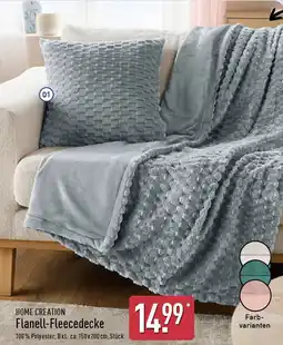 Aldi Nord HOME CREATION Flanell-Fleecedecke Angebot