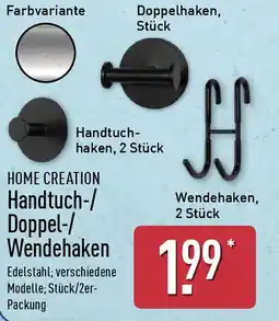 Aldi Nord HOME CREATION Handtuch-/ Doppel-/ Wendehaken Angebot