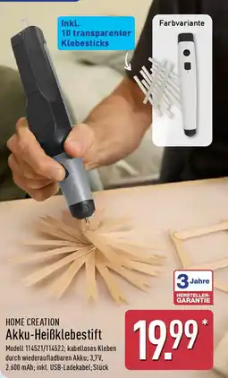 Aldi Nord HOME CREATION Akku-Heißklebestift Angebot