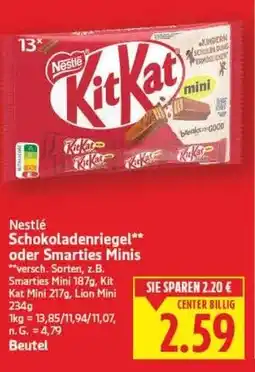 E-Center Nestlé Schokoladenriegel** oder Smarties Minis Angebot