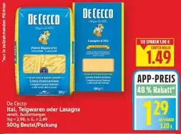 E-Center De Cecco Ital. Teigwaren oder Lasagna Angebot