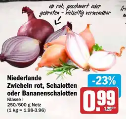 HIT Niederlande Zwiebeln rot, Schalotten oder Bananenschalotten Angebot