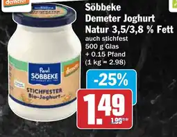 HIT Söbbeke Demeter Joghurt Natur 3,5/3,8 % Fett Angebot