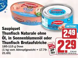 HIT Saupiquet Thunfisch Naturale ohne Öl, in Sonnenblumenöl oder Thunfisch Brotaufstriche Angebot