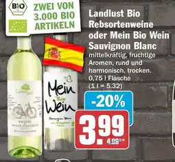 HIT Landlust Bio Rebsortenweine oder Mein Bio Wein Sauvignon Blanc Angebot