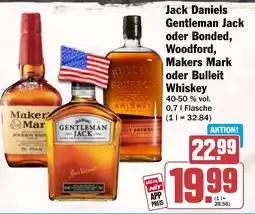 HIT Jack Daniels Gentleman Jack oder Bonded, Woodford, Makers Mark oder Bulleit Whiskey Angebot