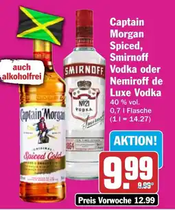 HIT Captain Morgan Spiced, Smirnoff Vodka oder Nemiroff de Smirnoff Angebot