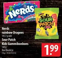 Famila Nord Ost Nerds rainbow Dragees oder Sour Patch Kids Gummibonbons Angebot