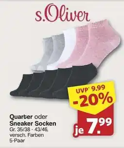 Famila Nord Ost Quarter oder Sneaker Socken Angebot
