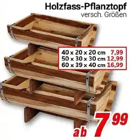 CENTERSHOP Holzfass-Pflanztopf Angebot