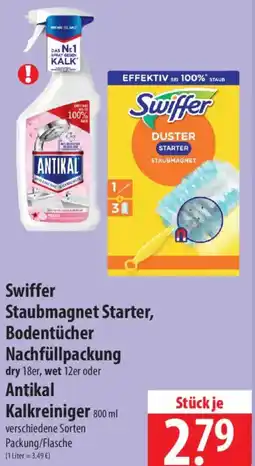 Famila Nord Ost Swiffer Staubmagnet Starter, Bodentücher Nachfüllpackung oder Antikal Kalkreiniger Angebot