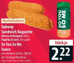 Famila Nord Ost Marktbäckerei Subway Sandwich Baguette oder So You So Me Sauce Angebot