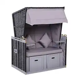 Netto Marken-Discount Outsunny Strandkorb Holz, PE-Rattan, Polyester, Schaumstoff Angebot