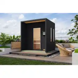 toom Baumarkt Karibu Saunahaus 'Orcadia' schwarz Ofen 9 kW externe Steuerung 219,5 x 244 x 216,5 cm Angebot