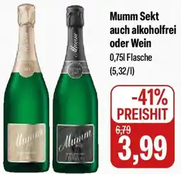 Feneberg Mumm Sekt auch alkoholfrei oder Wein Angebot