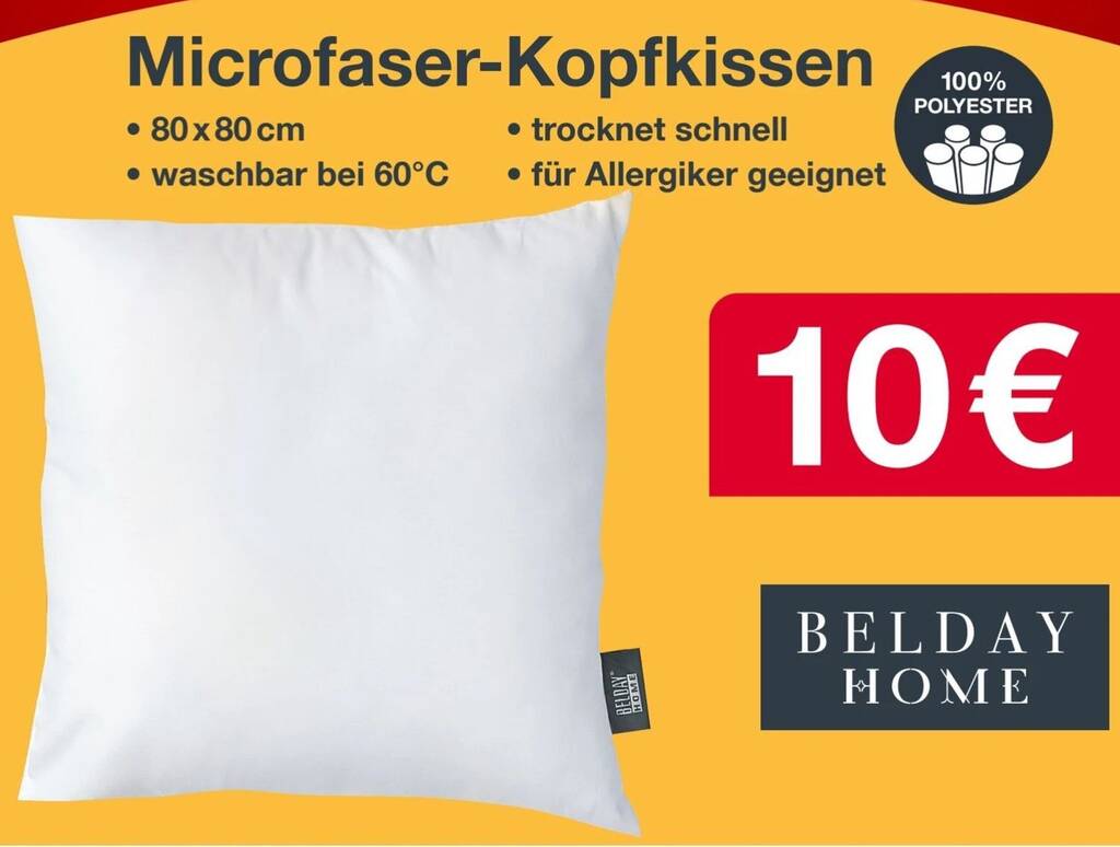 BELDAY HOME Microfaser-Kopfkissen Angebot bei Woolworth