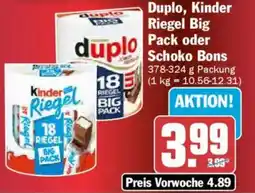AEZ Duplo, Kinder Riegel Big Pack oder Schoko Bons Angebot