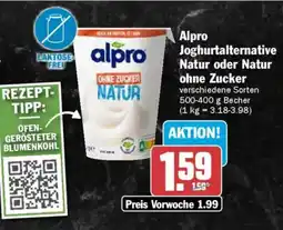 AEZ Alpro Joghurtalternative Natur oder Natur ohne Zucker Angebot