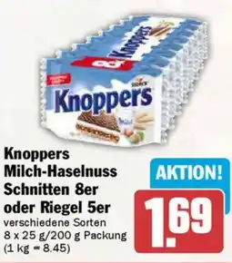 AEZ Knoppers Milch-Haselnuss Schnitten 8er oder Riegel 5er Angebot