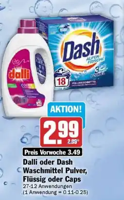 AEZ Dalli oder Dash Waschmittel Pulver, Flüssig oder Caps Angebot
