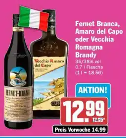 AEZ Fernet Branca, Amaro del Capo oder Vecchia Romagna Brandy Angebot