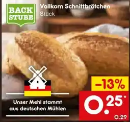 Netto Marken-Discount BACK STUBE Vollkorn Schnittbrötchen Angebot