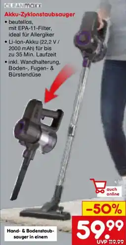 Netto Marken-Discount CLEANMOXX Akku-Zyklonstaubsauger Angebot