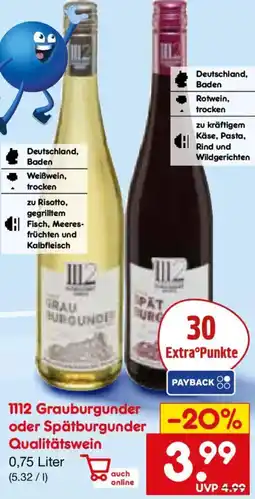 Netto Marken-Discount 1112 Grauburgunder oder Spätburgunder Qualitätswein Angebot