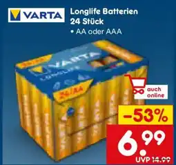 Netto Marken-Discount VARTA Longlife Batterien 24 Stück Angebot