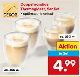Netto Marken-Discount DEKOR Doppelwandige Thermogläser, 2er Set Angebot