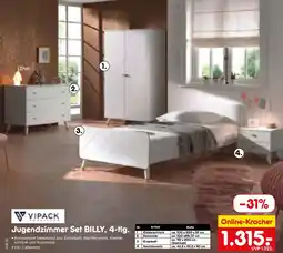 Netto Marken-Discount VIPACK Jugendzimmer Set BILLY, 4-tlg. Angebot