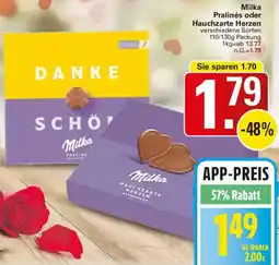 WEZ Milka Pralinés oder Hauchzarte Herzen Angebot