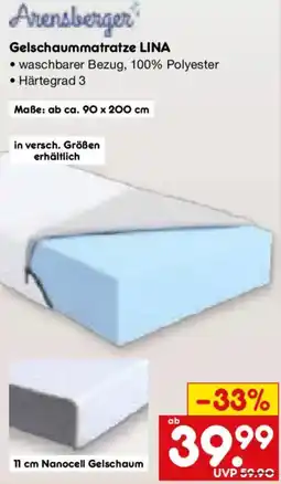 Netto Marken-Discount Arensberger Gelschaummatratze LINA Angebot