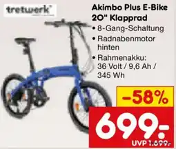 Netto Marken-Discount tretwerk Akimbo Plus E-Bike 20" Klapprad Angebot