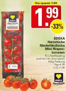 WEZ EDEKA Herzstücke Niederländische Mini Rispentomaten Angebot