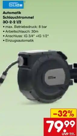 Netto Marken-Discount Güde Automatik Schlauchtrommel 30-2-2 1/2 Angebot