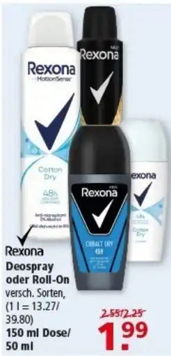 Multi Markt Rexona Deospray oder Roll-On Angebot