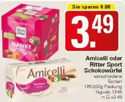 WEZ Amicelli oder Ritter Sport Schokowürfel Angebot