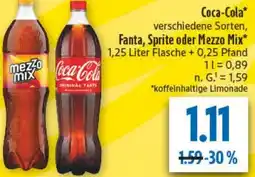 diska Coca-Cola, Fanta, Sprite oder Mezzo Mix Angebot
