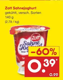 Netto Marken-Discount Zott sahnejoghurt Angebot